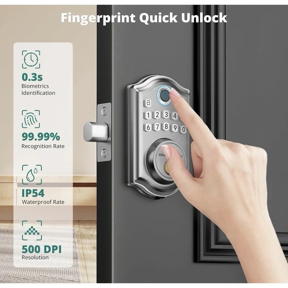 AkaGear DS10 Keyless Entry Door Lock with Door Knob, Fingerprint‎ Door Lock